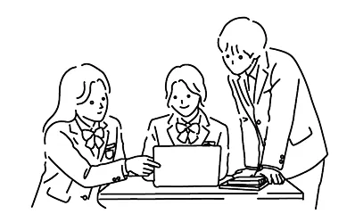 先生と進路を考える生徒のイラスト